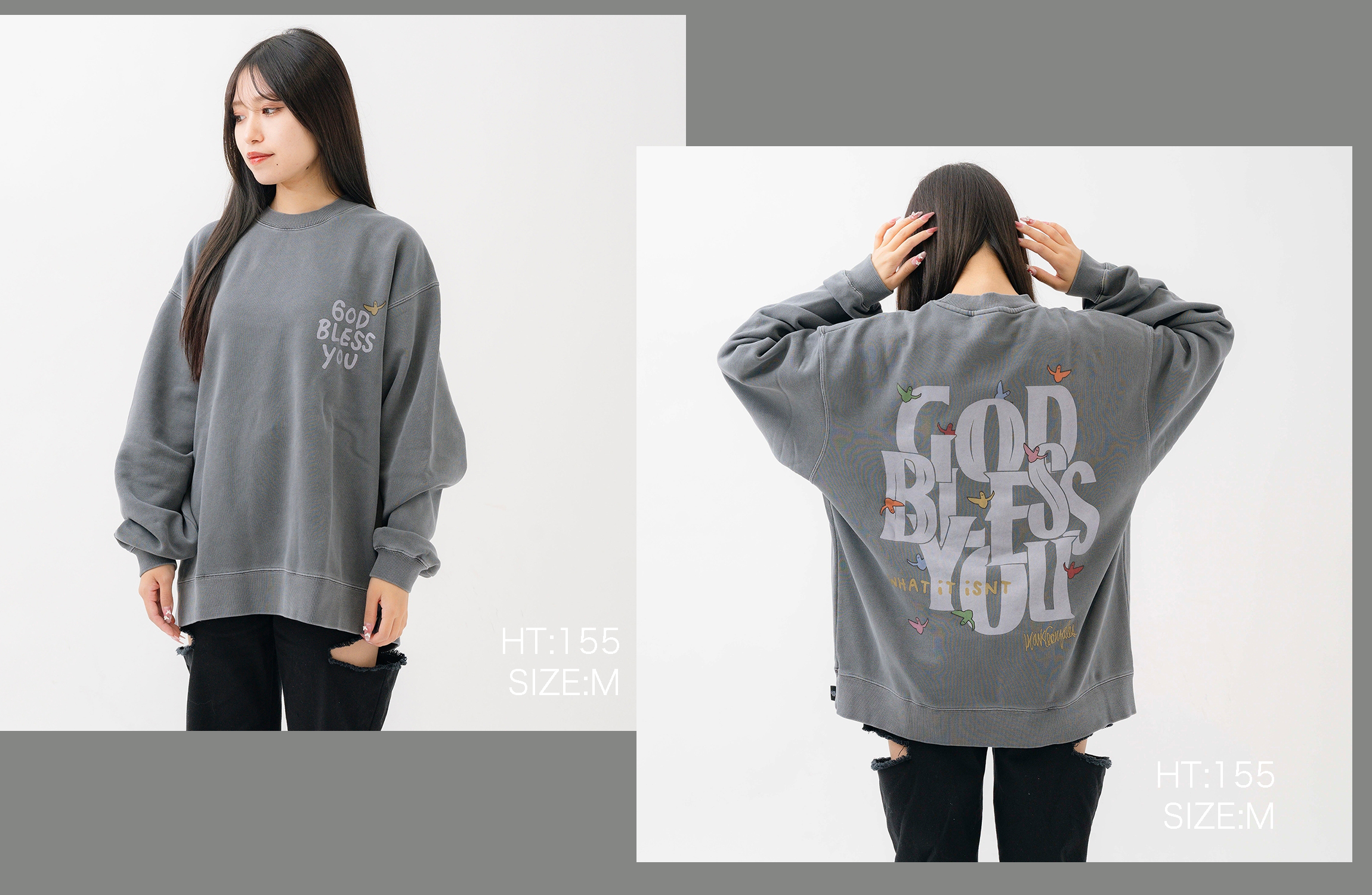 What it isNt)ART BY MARK GONZALES × GOD BLESS YOU PIGMENT CREWNECK CB1