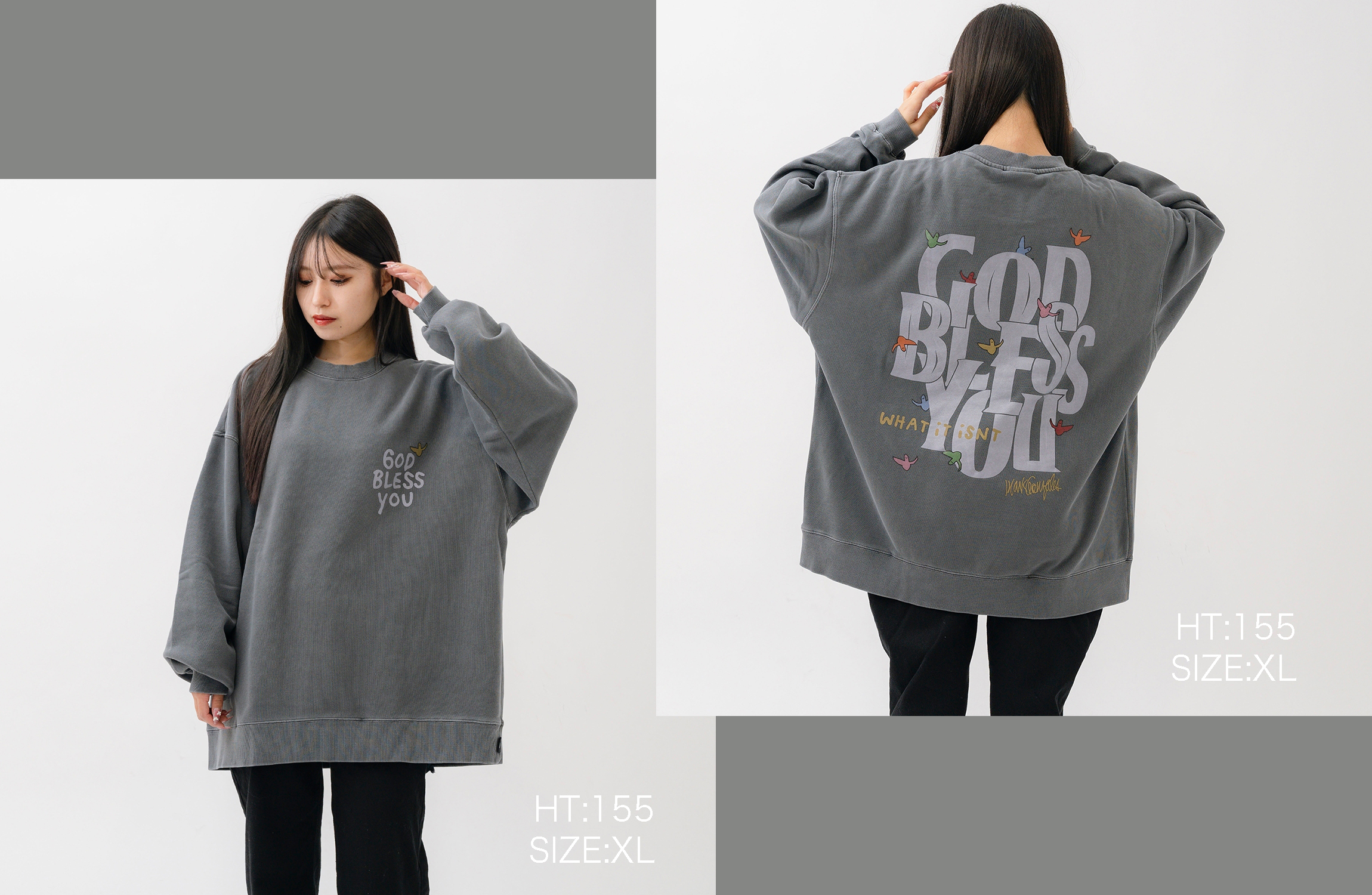 What it isNt)ART BY MARK GONZALES × GOD BLESS YOU PIGMENT CREWNECK CB1