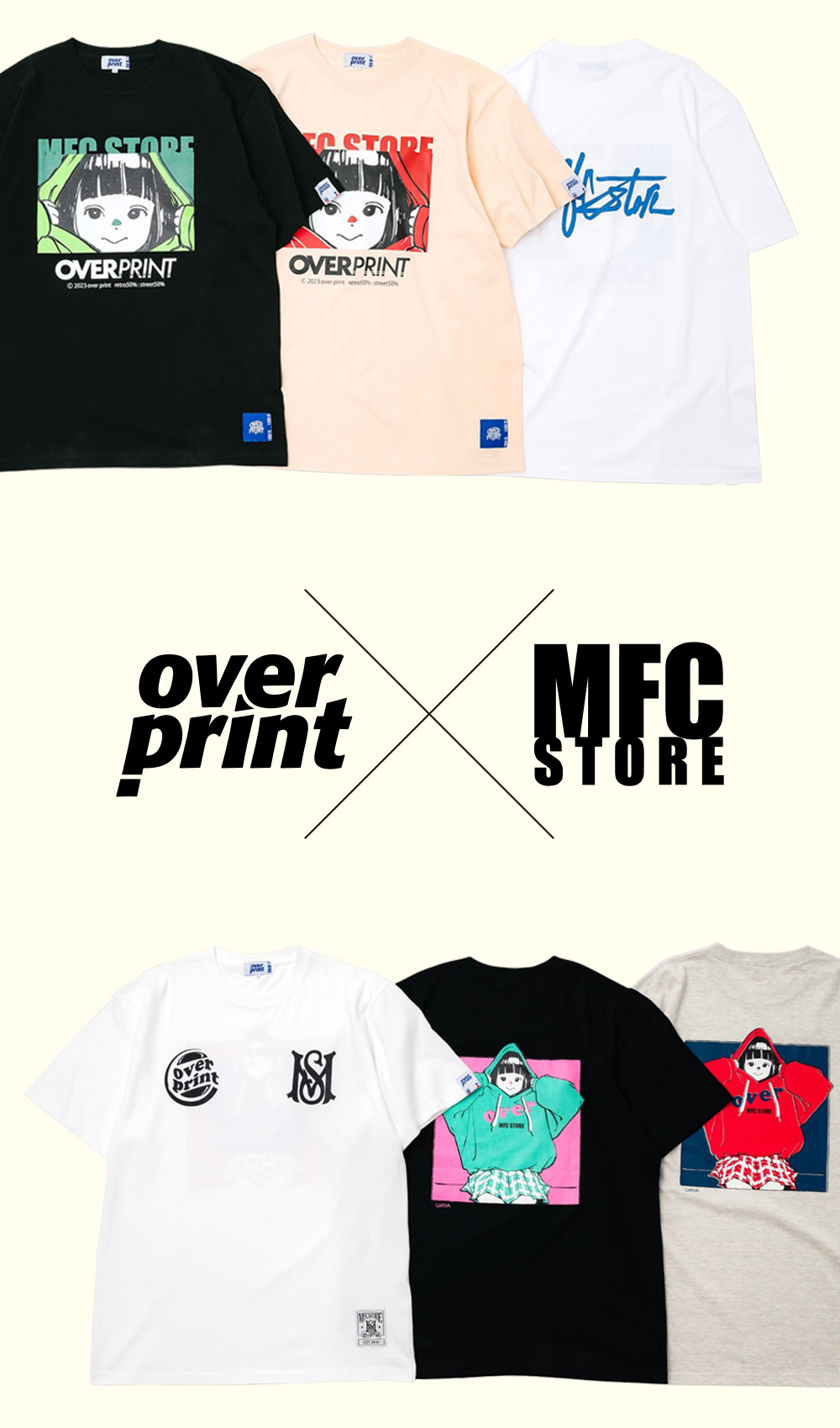 白XL OVERPRINT x MFC STORE L/S TEE 古塔つみ-