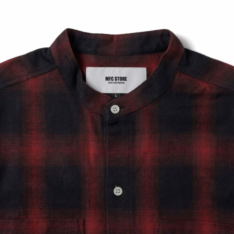 MFC STORE BAND COLLAR CHECK FLANNEL SHIRT JAPAN MADE LINE