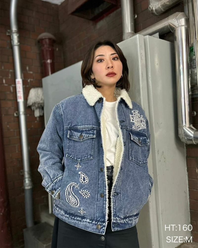 美品】EXAMPLE DENIM BOA JACKET ライトブルー サイズL - メンズ