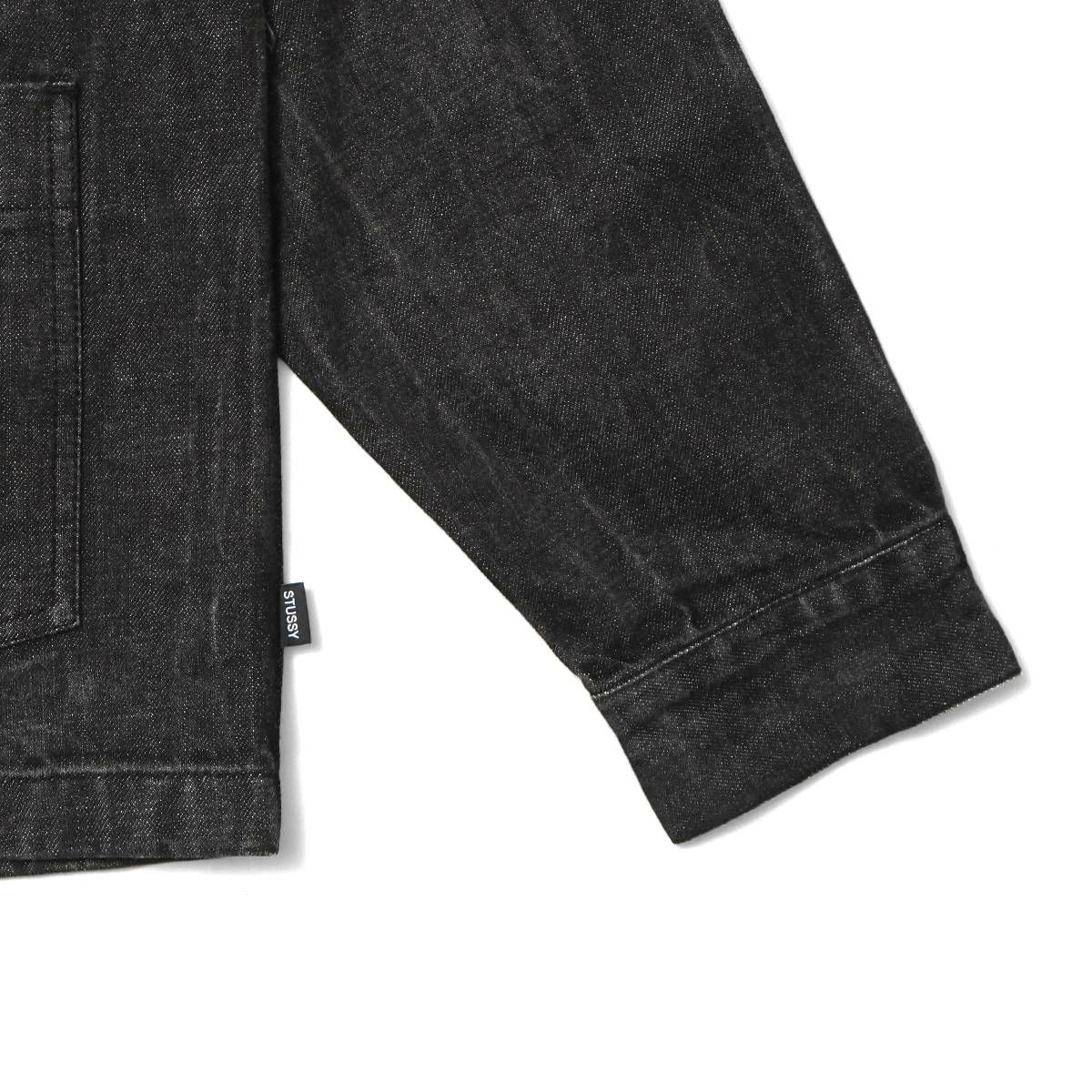 Stussy Black-Denim Left Chest Takedown-Tag Coverall JACKET Black