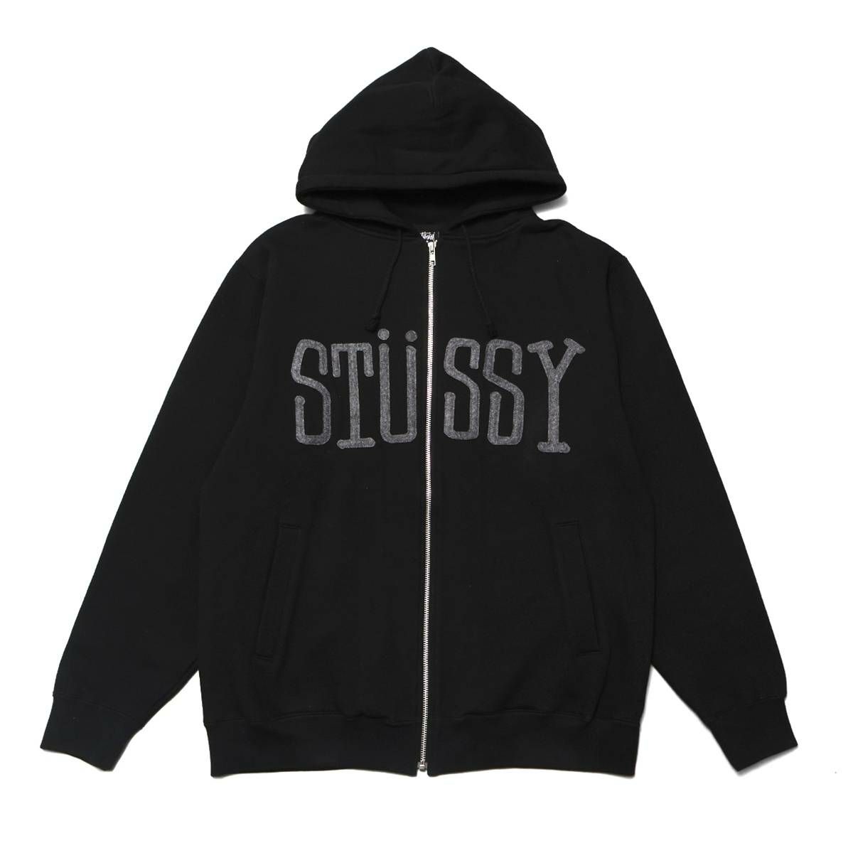 Stussy Navy Tag Shawn-Font Logo ZIP-HOODIE Black | MFC STORE